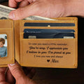 Hand Holding Personalized Engraved Leather Wallet