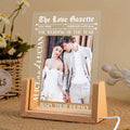 Personalized Wedding Photo LED Night Light on Wooden Base
