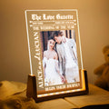 Custom Wedding Night Light Illuminated on Bedside Table