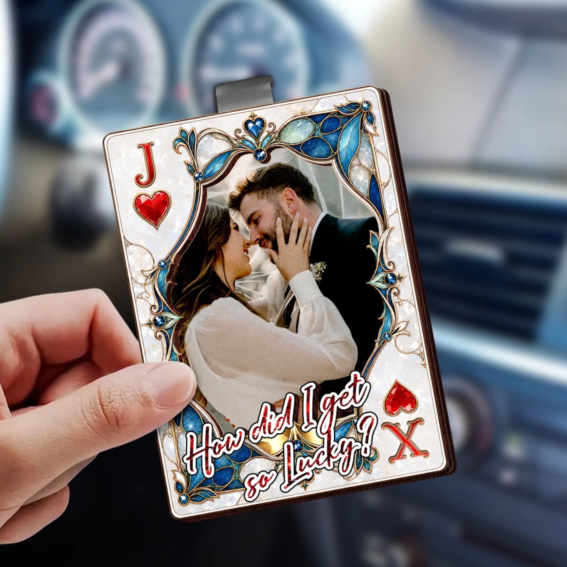 Hand Holding Personalized Drive Safe Car Visor Clip
