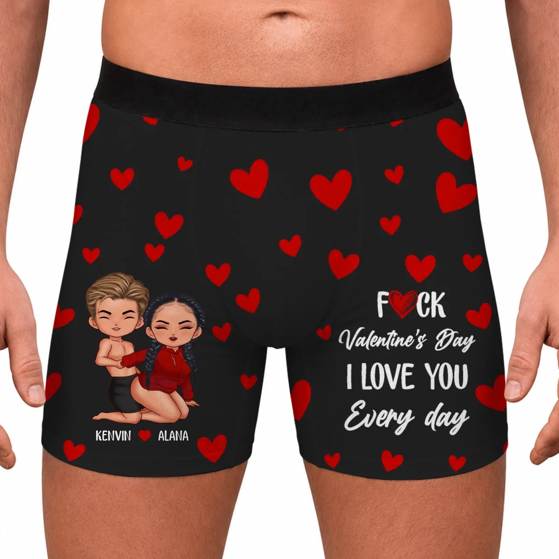 Personalized Funny Valentine's Day Men's Boxer Brief with Custom Design