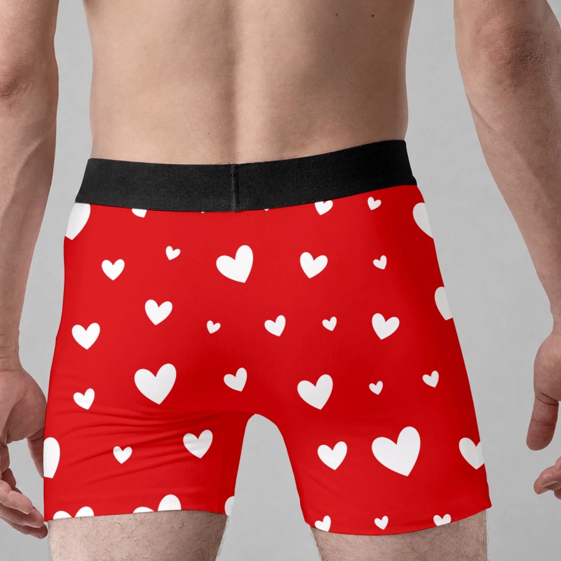 Back View of Personalized Valentine's Boxer Brief with Heart Pattern