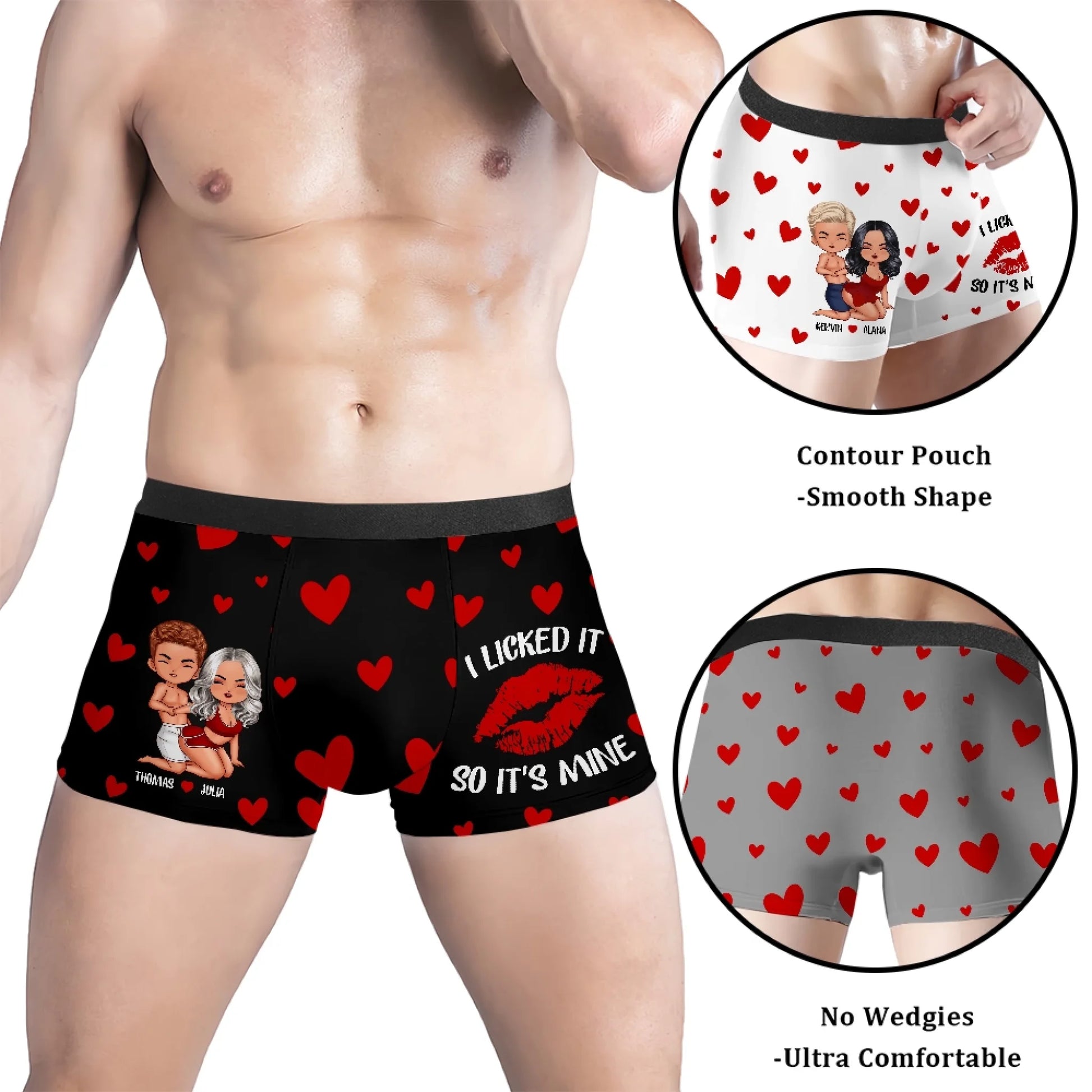 Model Wearing Personalized Kiss Print Boxer Briefs