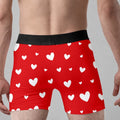 Back View of Personalized Kiss Print Boxer Brief with Heart Pattern