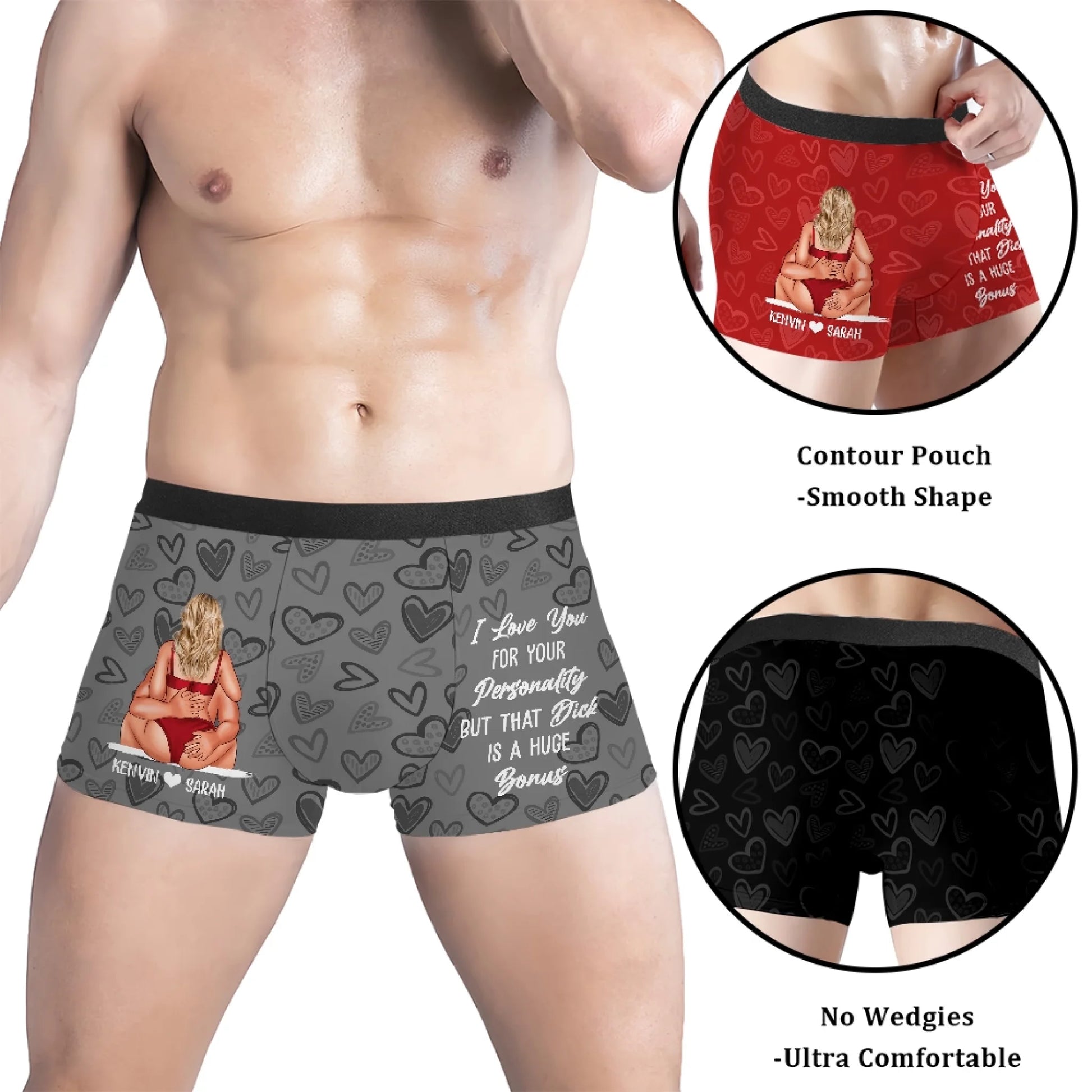 Model Wearing Personalized A Huge Bonus Boxer Briefs