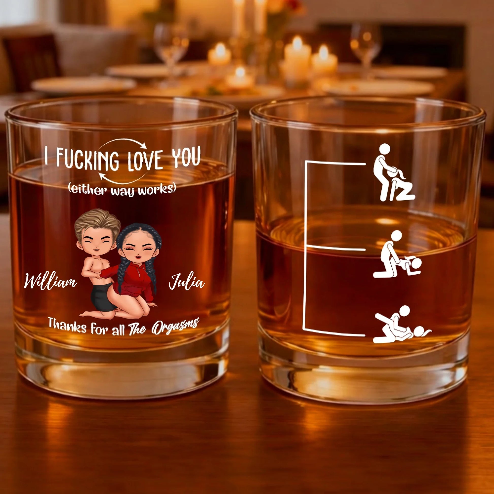 Personalized F*cking Love You Whiskey Glass with Custom Names