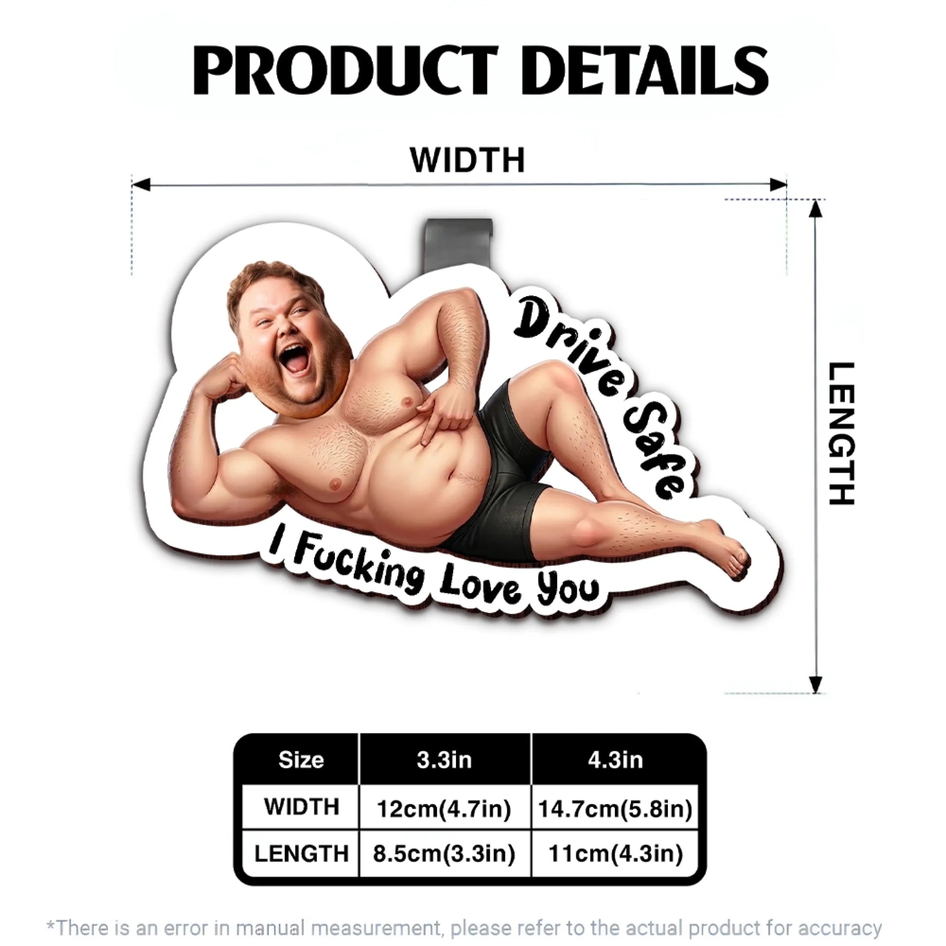 Personalized Car Visor Clip Product Details and Size Guide