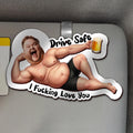 Personalized Wooden Visor Clip Installed on Car Sun Visor