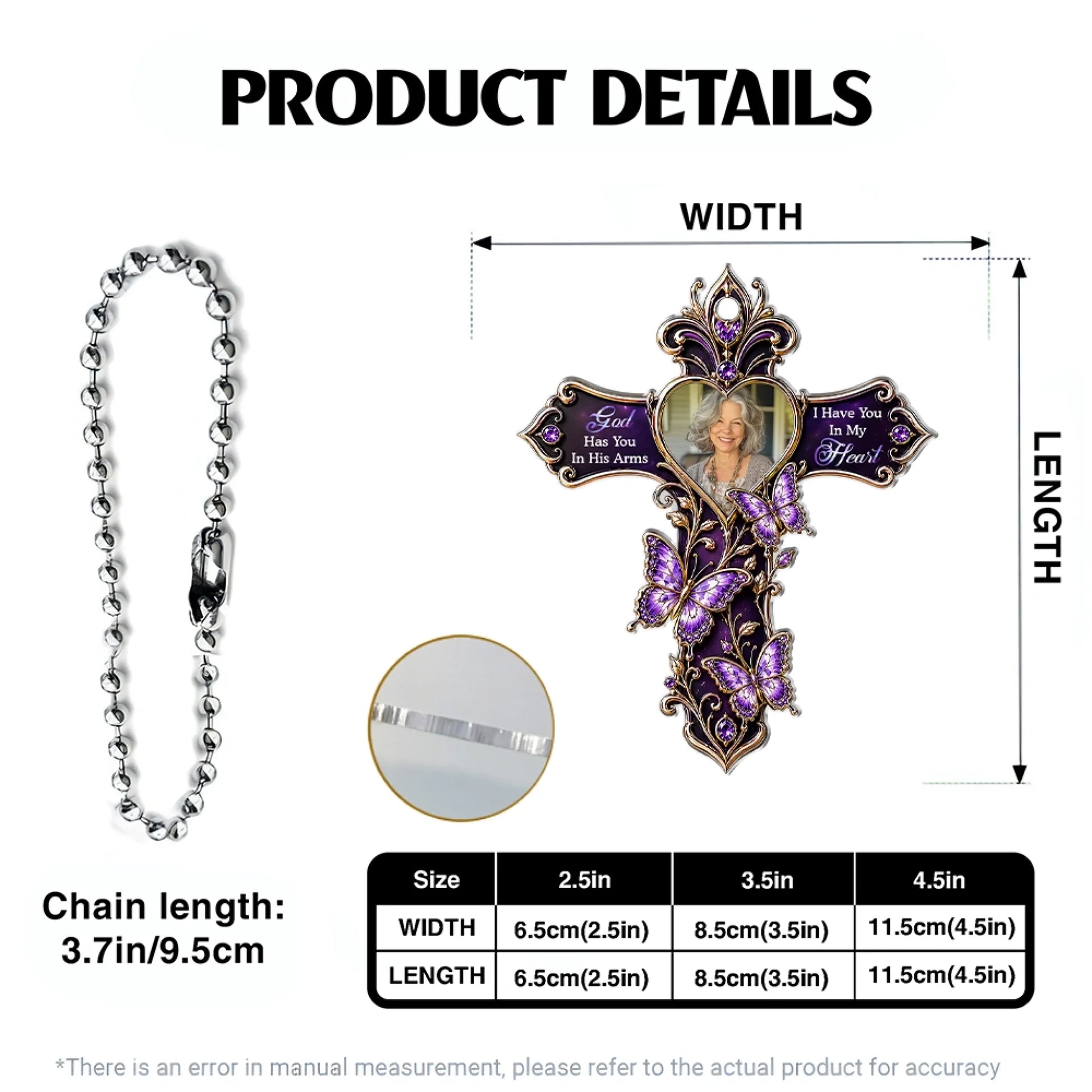 Personalized Acrylic Car Hanging Ornament Product Details and Size Guide