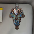 Installed Personalized Wooden Memorial Car Visor Clip Inside Vehicle