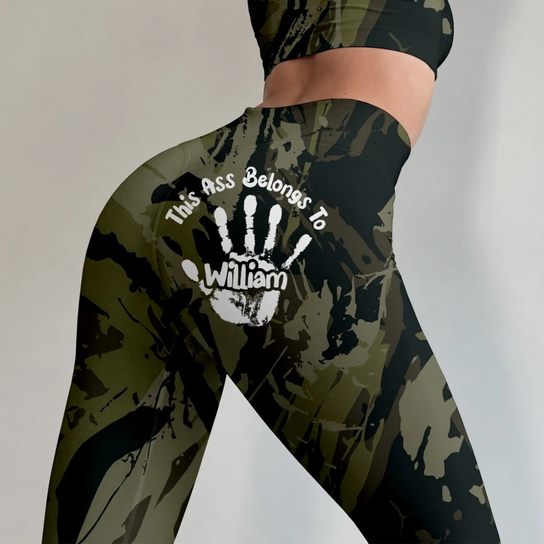 Personalized This Ass Belongs To Women's High Waist Leggings with Custom Name