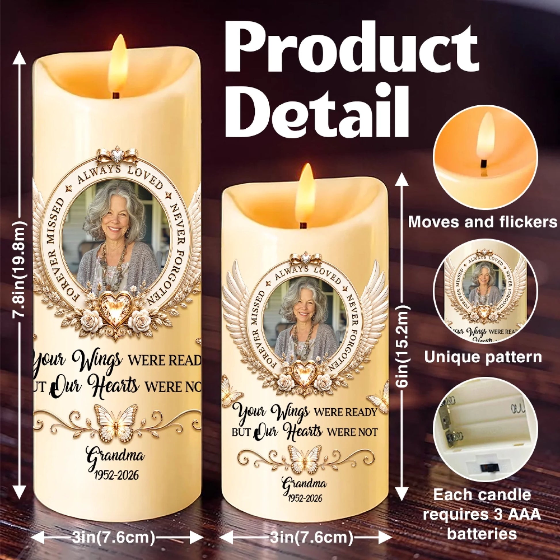 Personalized Memorial LED Candle Product Details and Features
