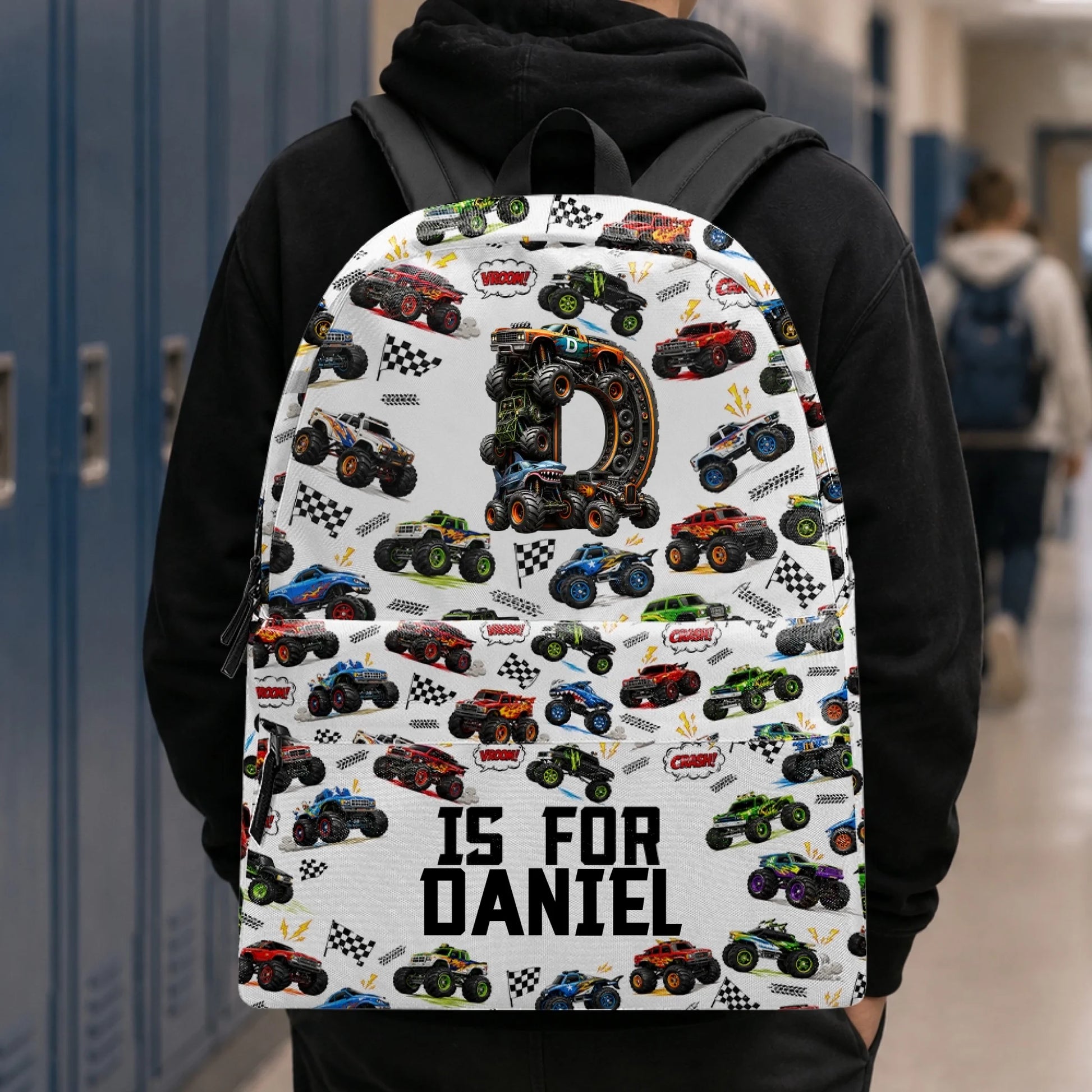 Personalized Monster Truck Kids Backpack with Custom Name