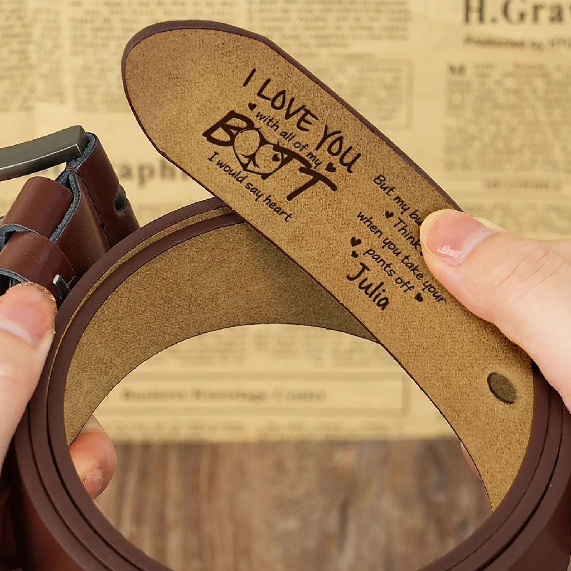Premium Leather Belt with Durable Metal Buckle and Personalized Engraving