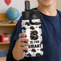 Child Holding Personalized Monster Truck Water Bottle