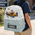 Back View of Personalized Riding Vehicle School Backpack