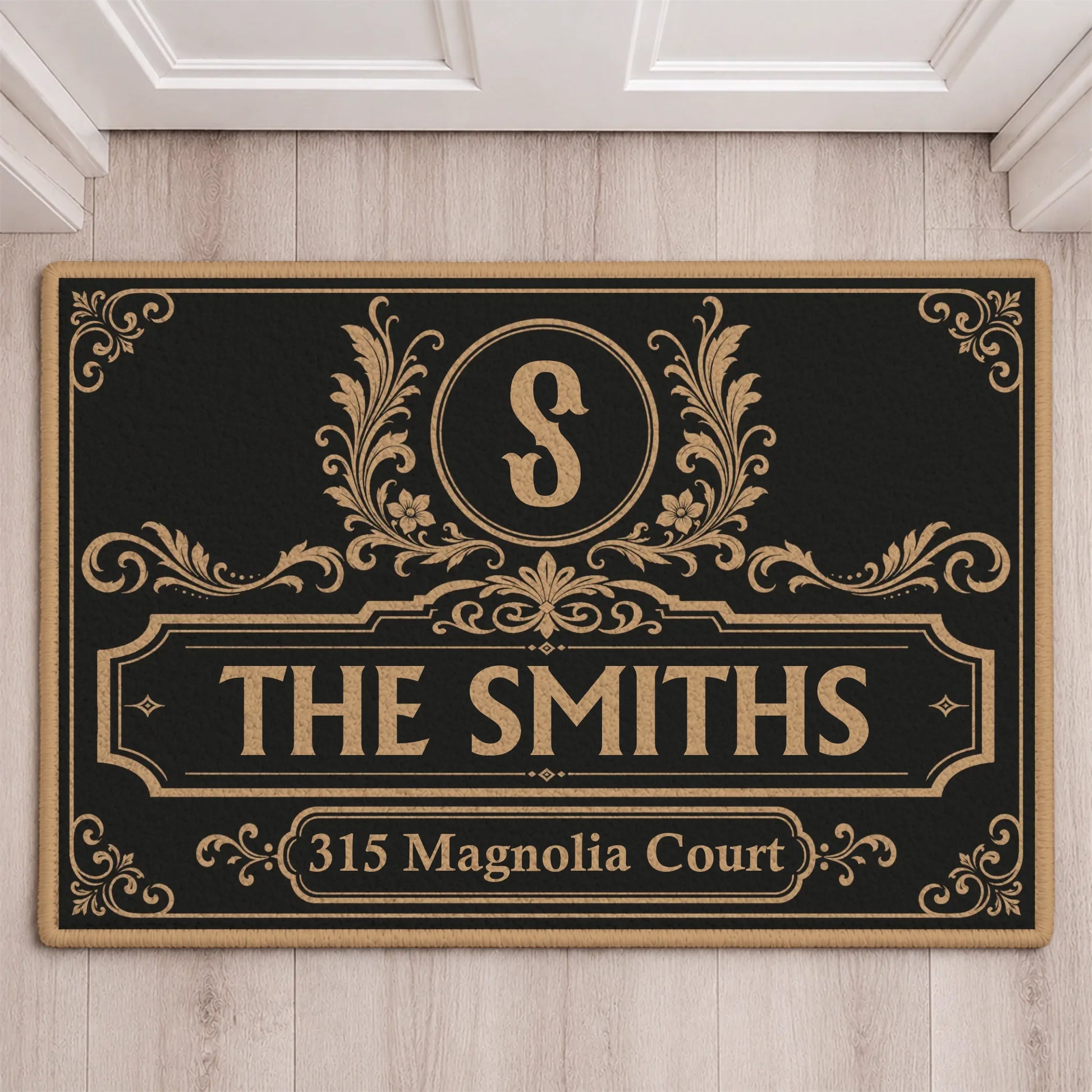Personalized Family Monogram Doormat with Custom Family Name