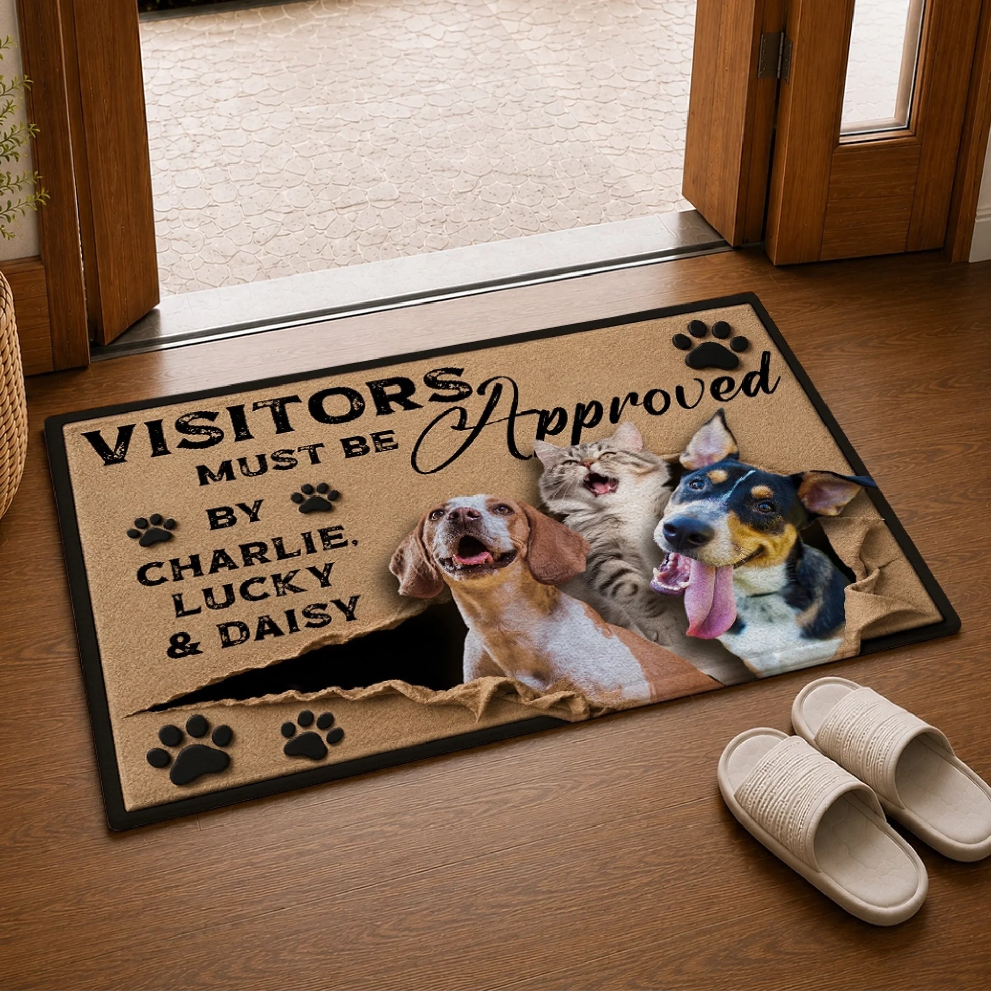 Custom Dog Welcome Mat Personalized with Pet Name