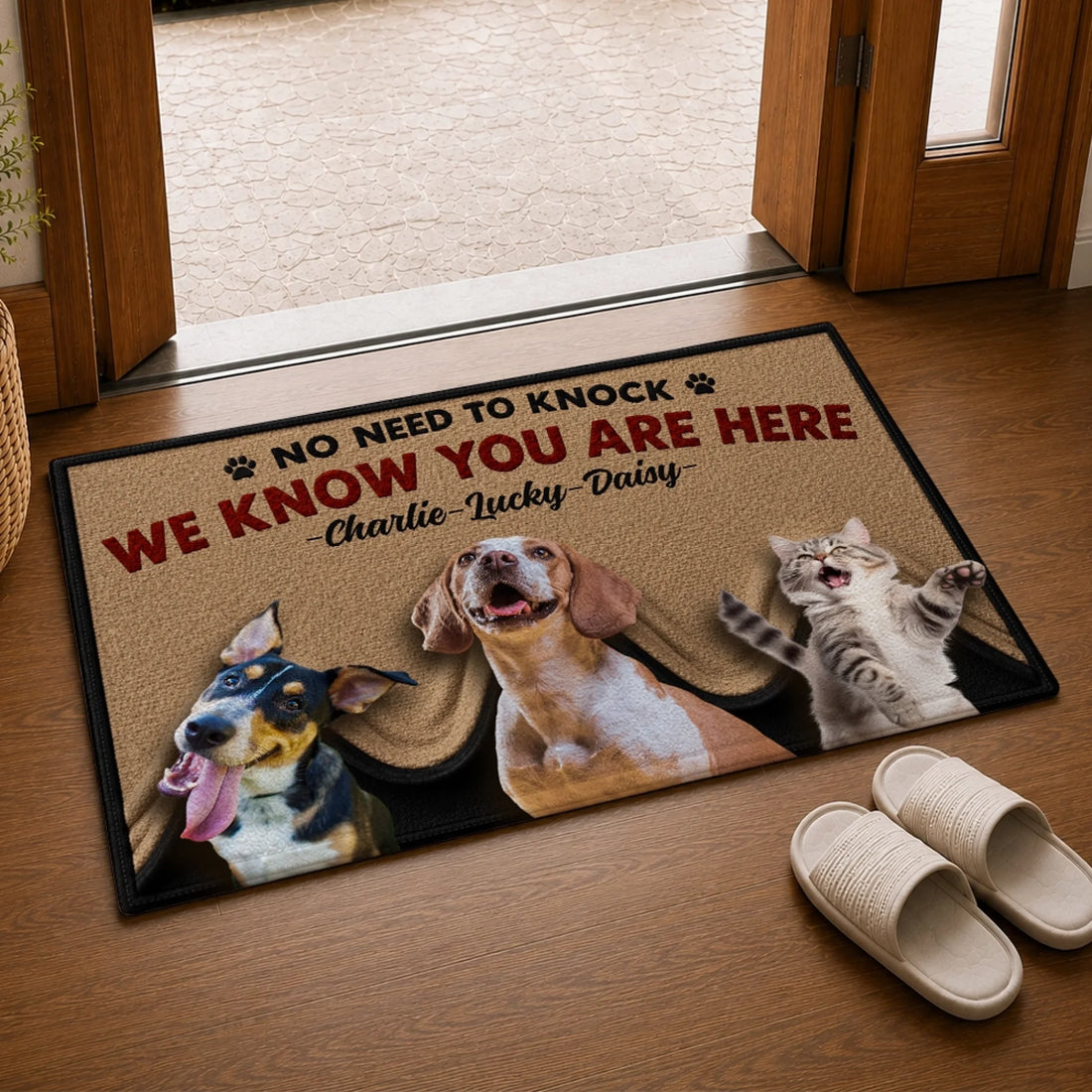 Personalized No Need To Knock Dog Doormat with Custom Pet Photo
