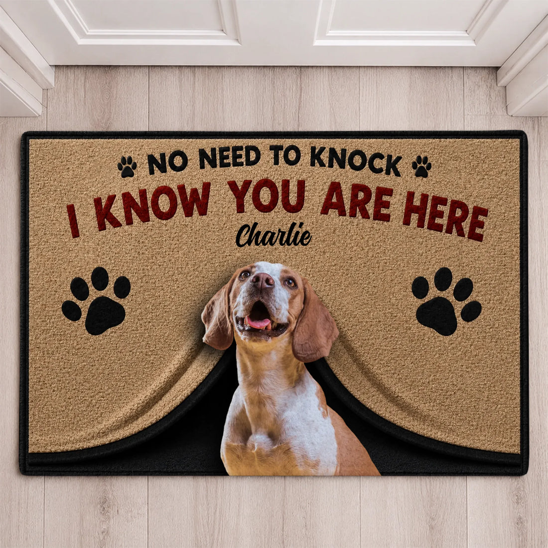 Personalized No Need To Knock Dog Doormat with Custom Pet Photo