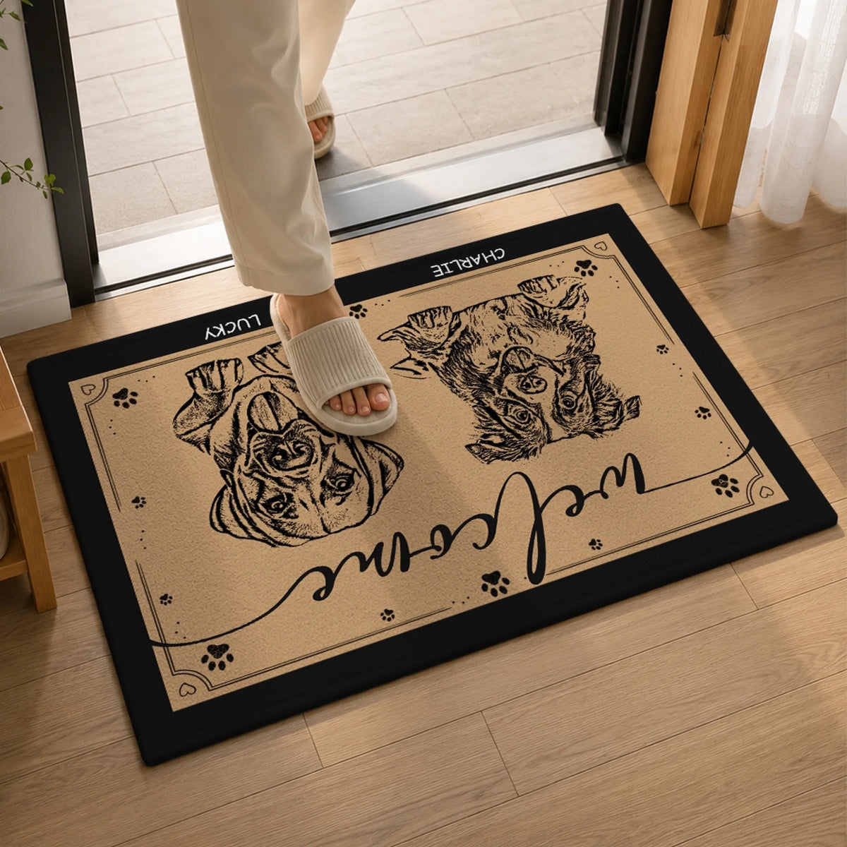Custom Welcome Rug with Dog Portrait
