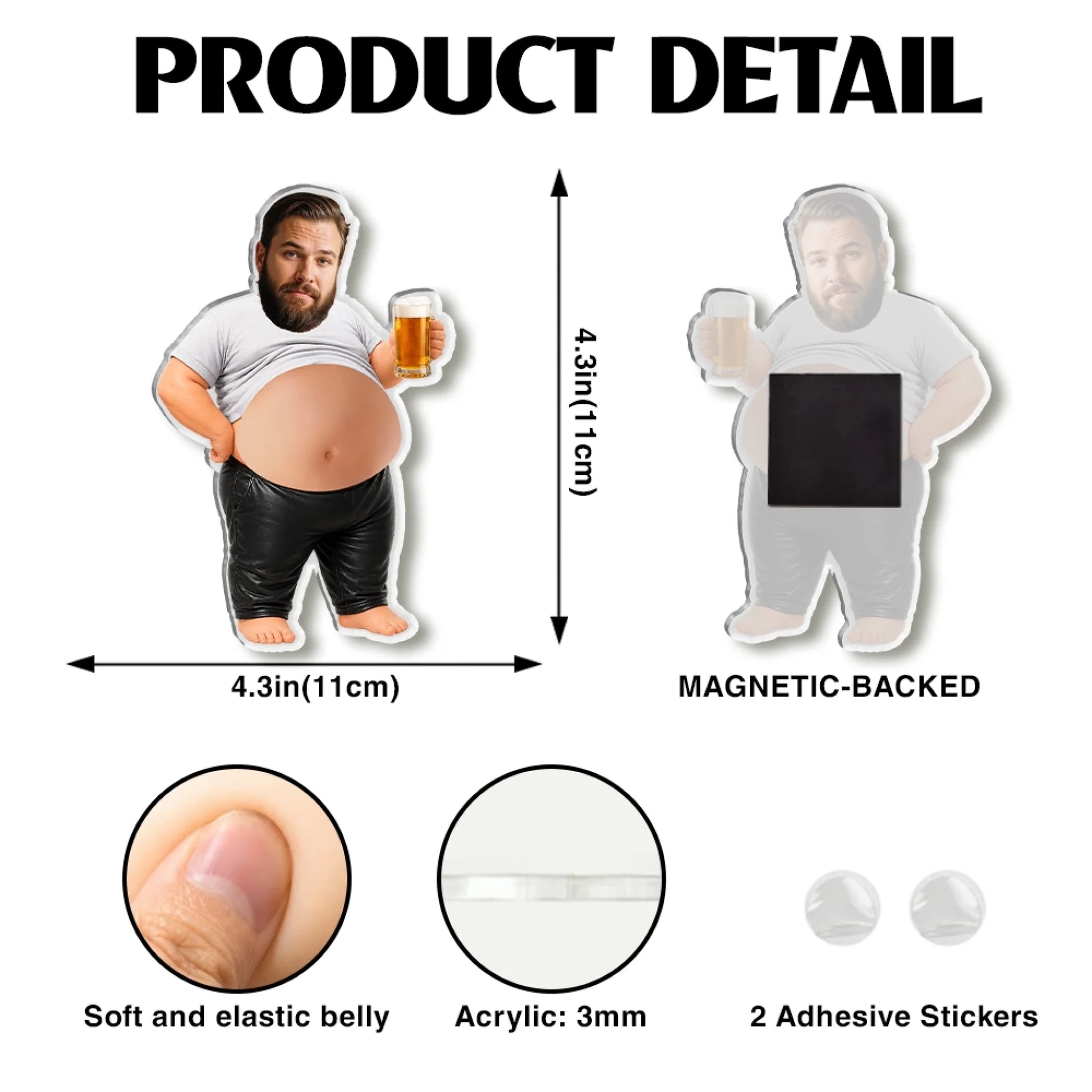 Personalized Father Figure Fridge Magnet Product Details and Size Guide