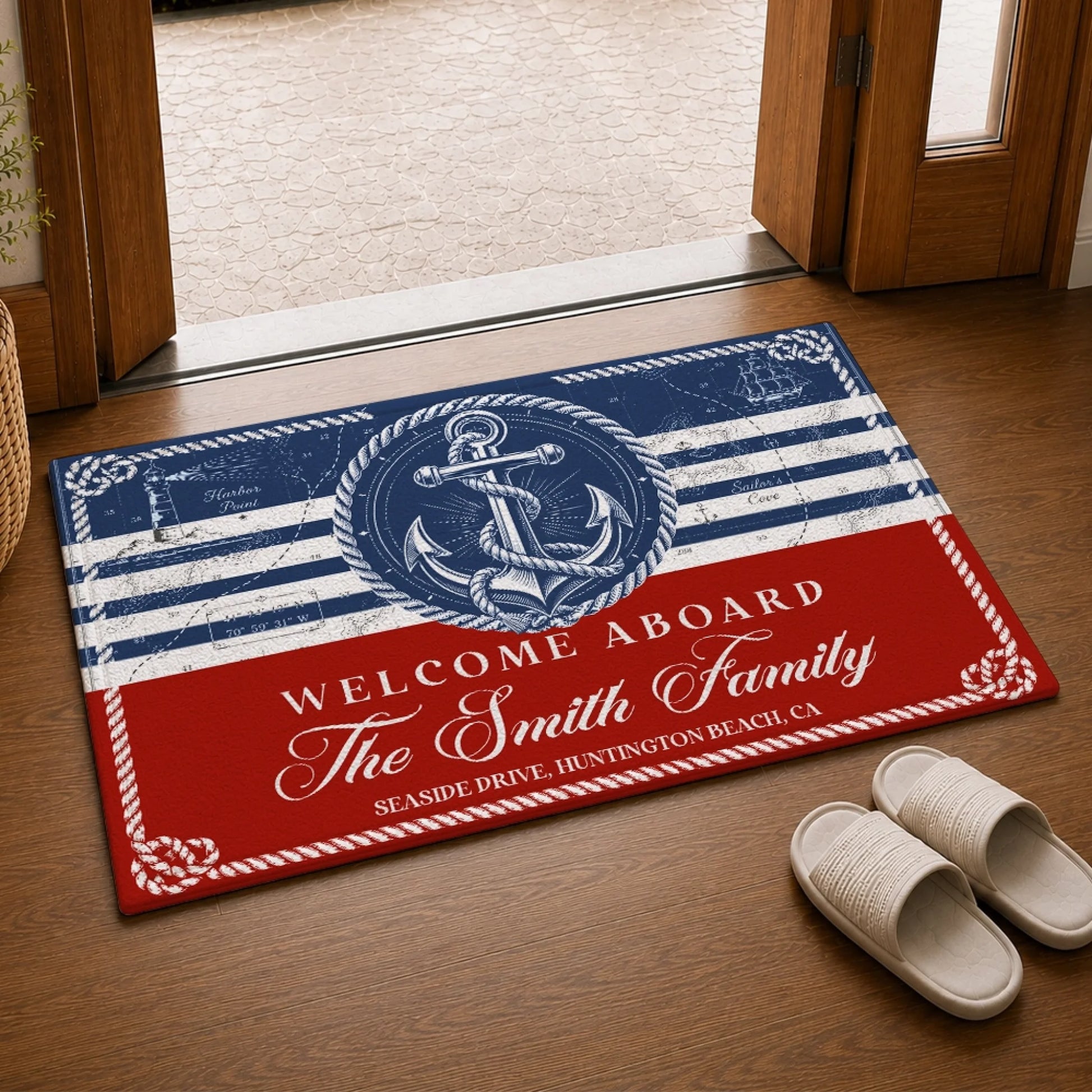 Custom Coastal Welcome Mat for Beach House