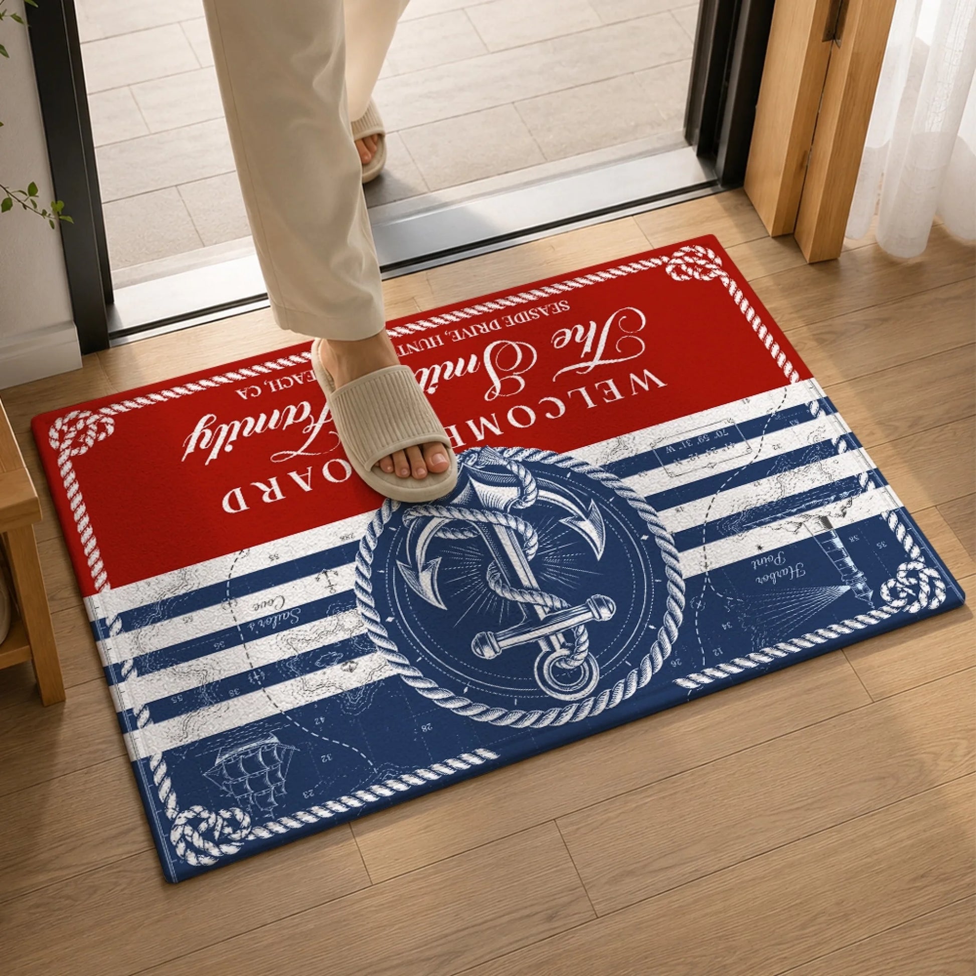 Personalized Nautical Family Welcome Rug