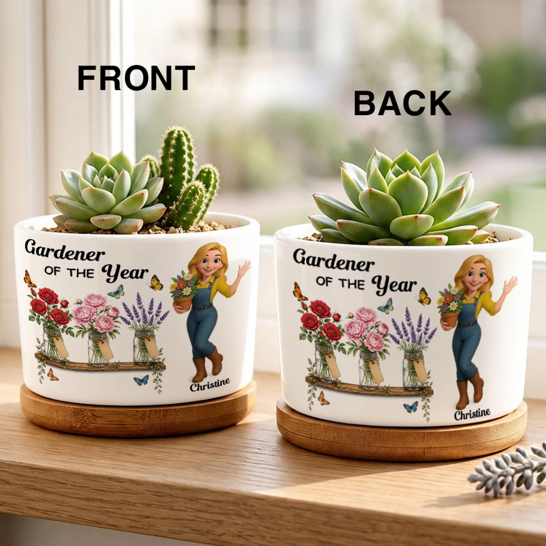 Personalized Gardener Of The Year Ceramic Plant Pot