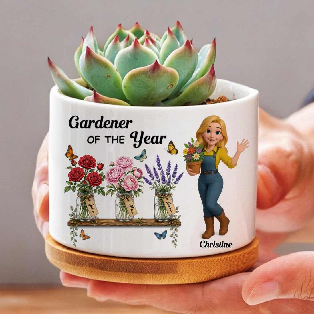 Personalized Gardener Of The Year Ceramic Plant Pot