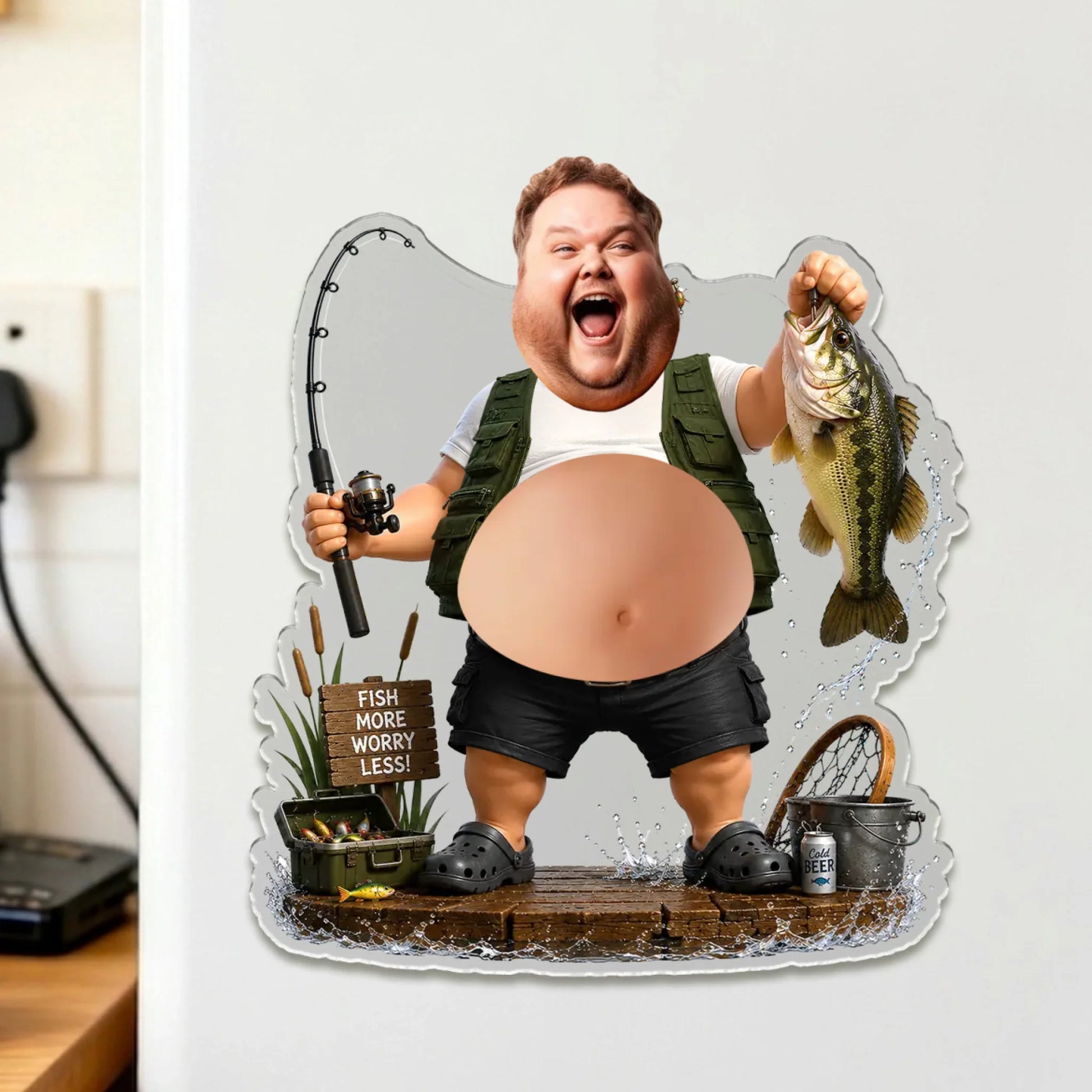 Personalized Fishing Dad Fridge Magnet with Custom Photo