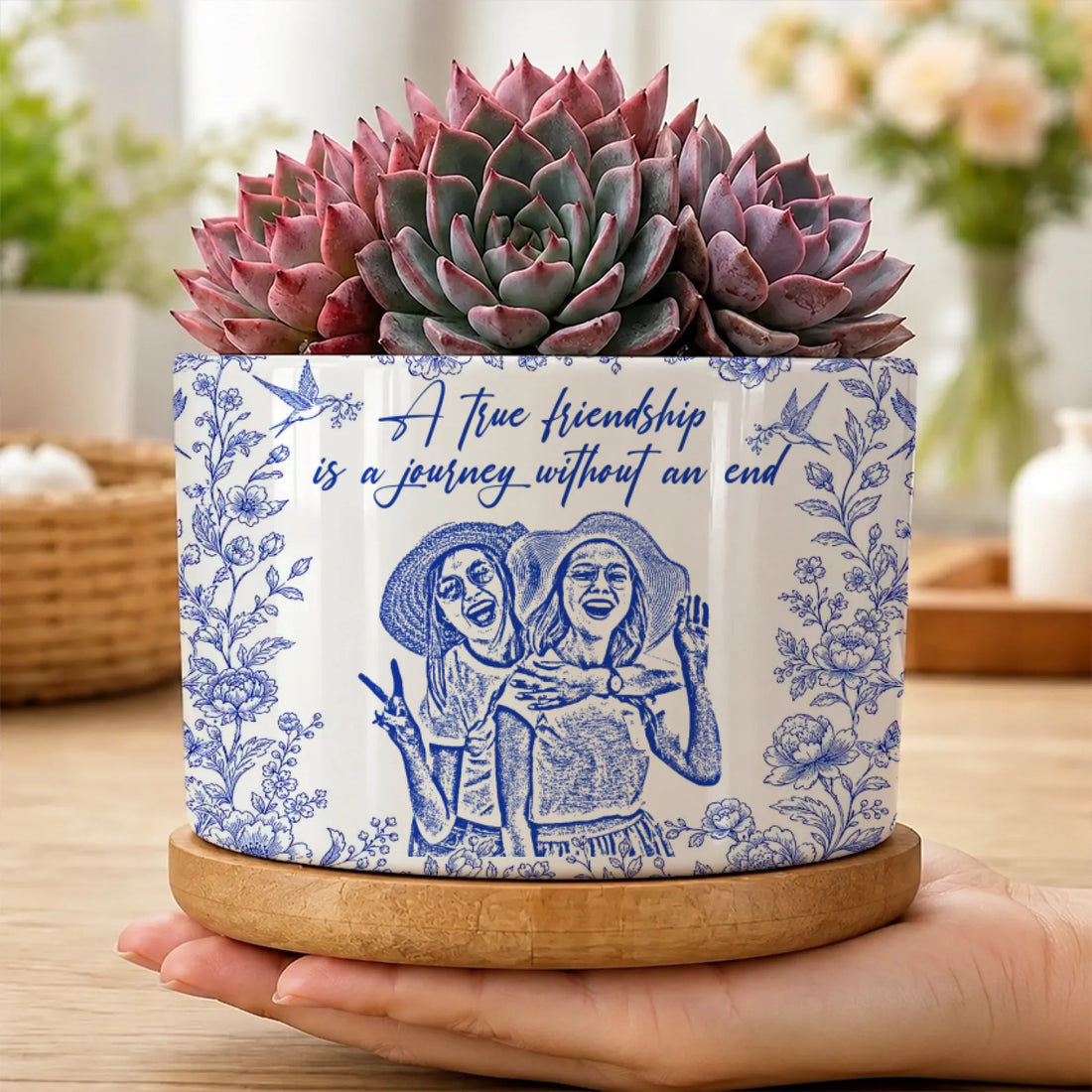 Personalized True Friendship Ceramic Plant Pot with Custom Names