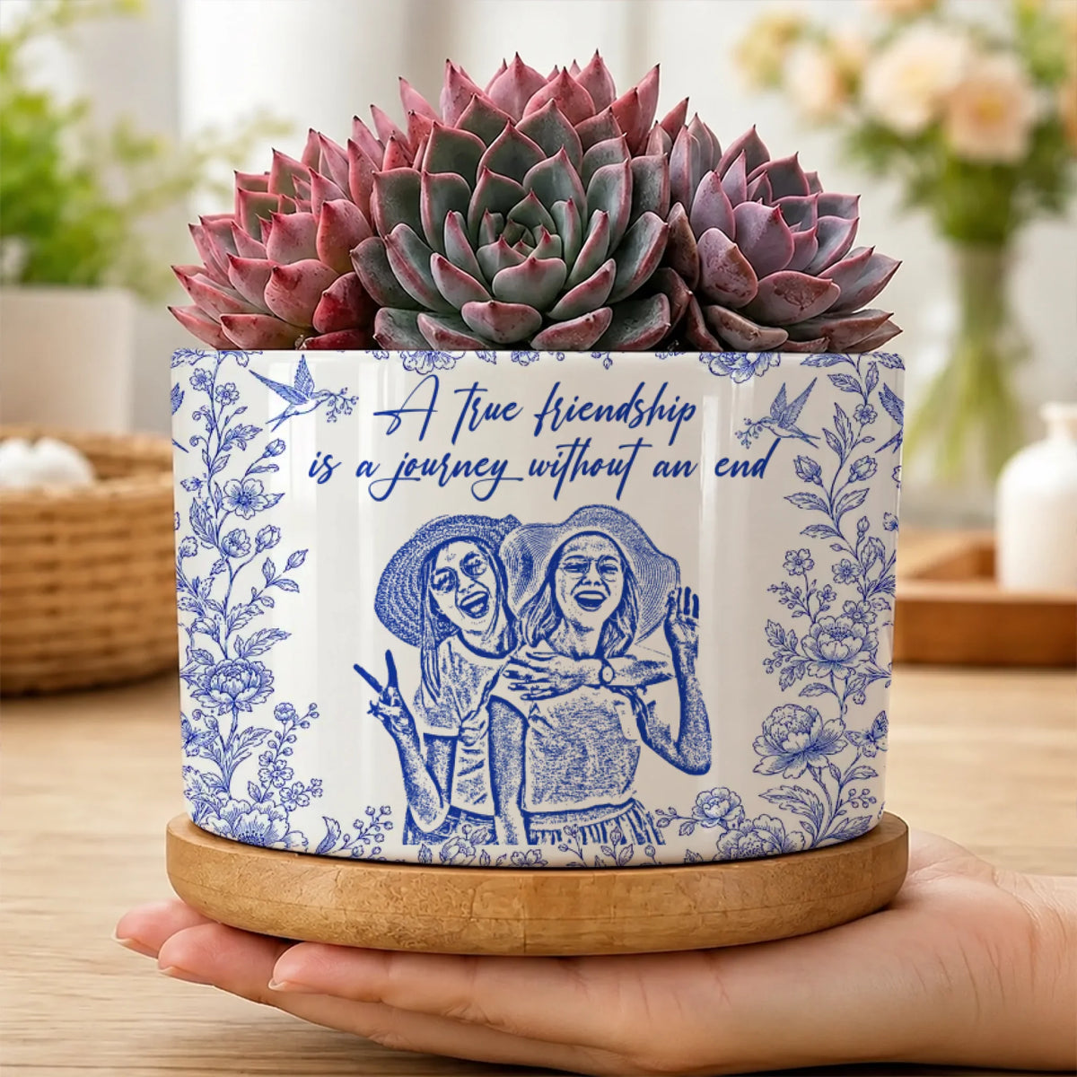 Personalized True Friendship Ceramic Plant Pot with Custom Names