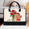 Personalized Birth Month Flower Tote Bag with Custom Names