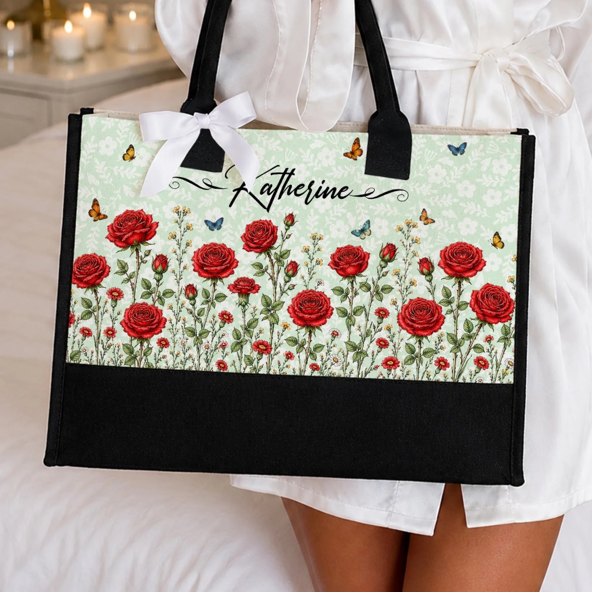 Custom Family Birth Month Flower Canvas Tote Bag