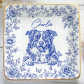 Personalized Pet Sketch Photo Ring Dish with Custom Name