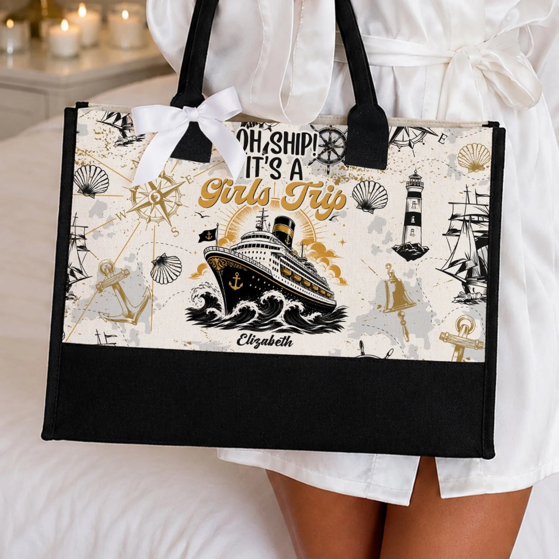 Personalized Cruising Besties Tote Bag with Custom Name