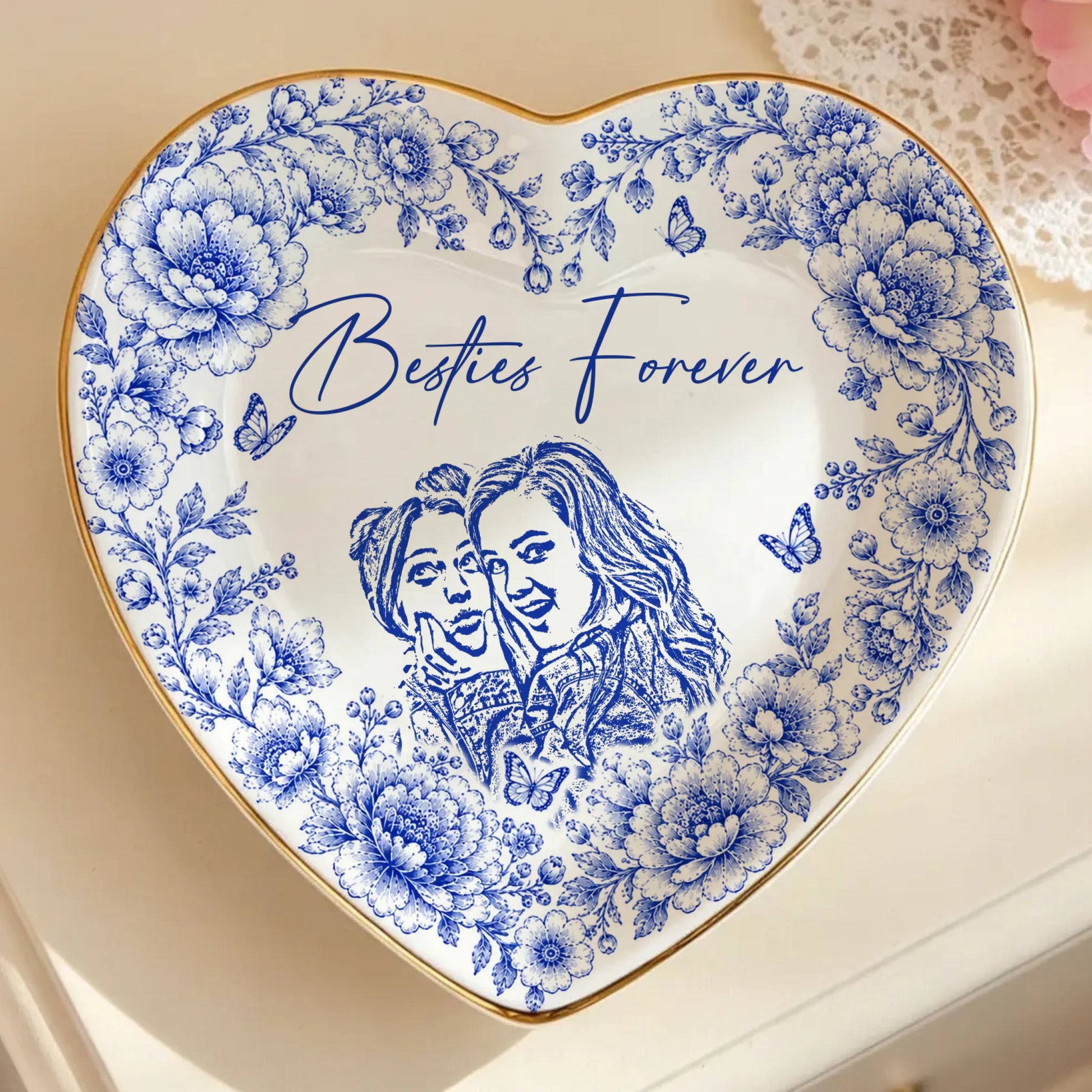 Heart Shaped Personalized Best Friend Jewelry Dish