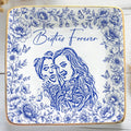 Personalized Besties Sketch Photo Ring Dish for Best Friend