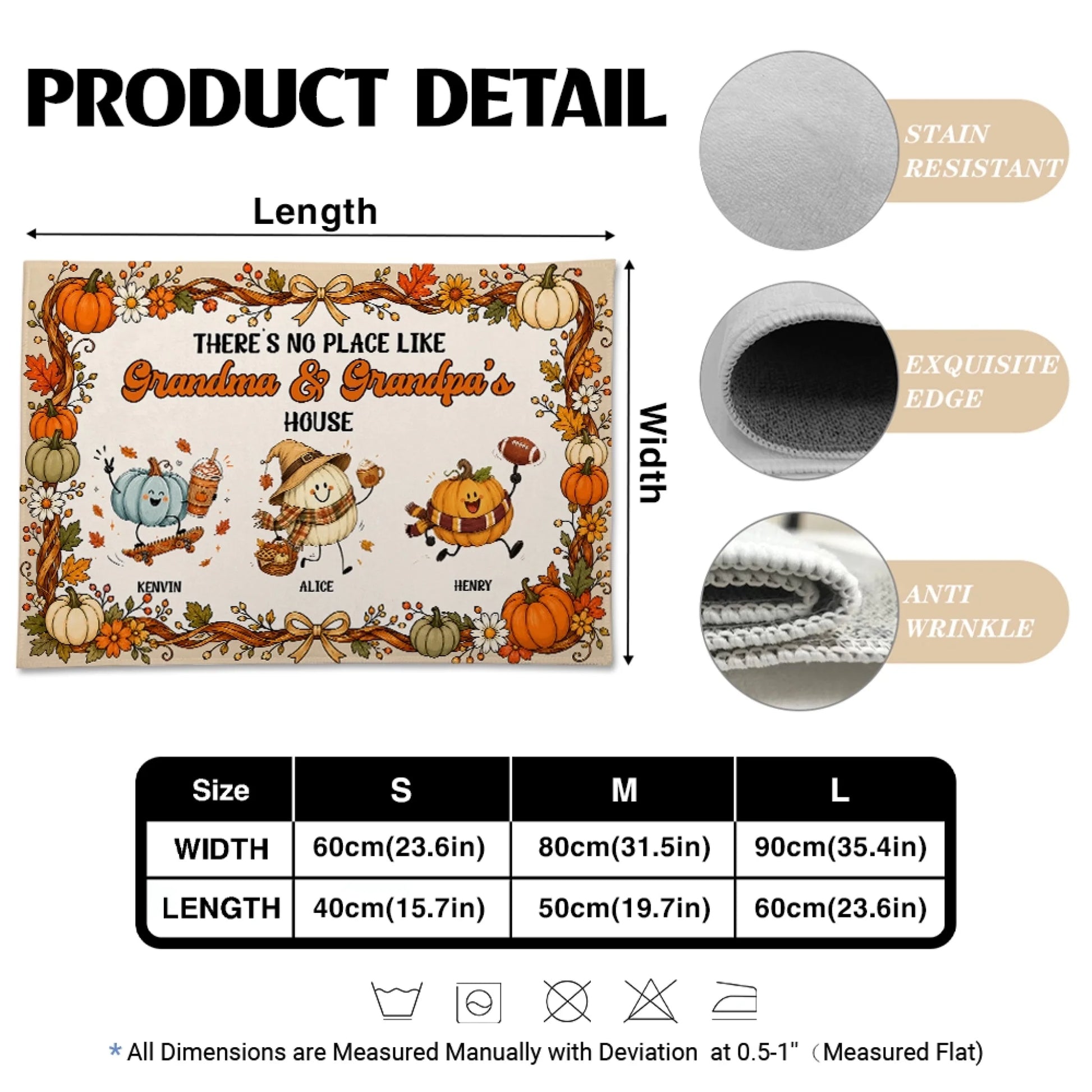 Personalized Grandparents Doormat Sizes and Product Details