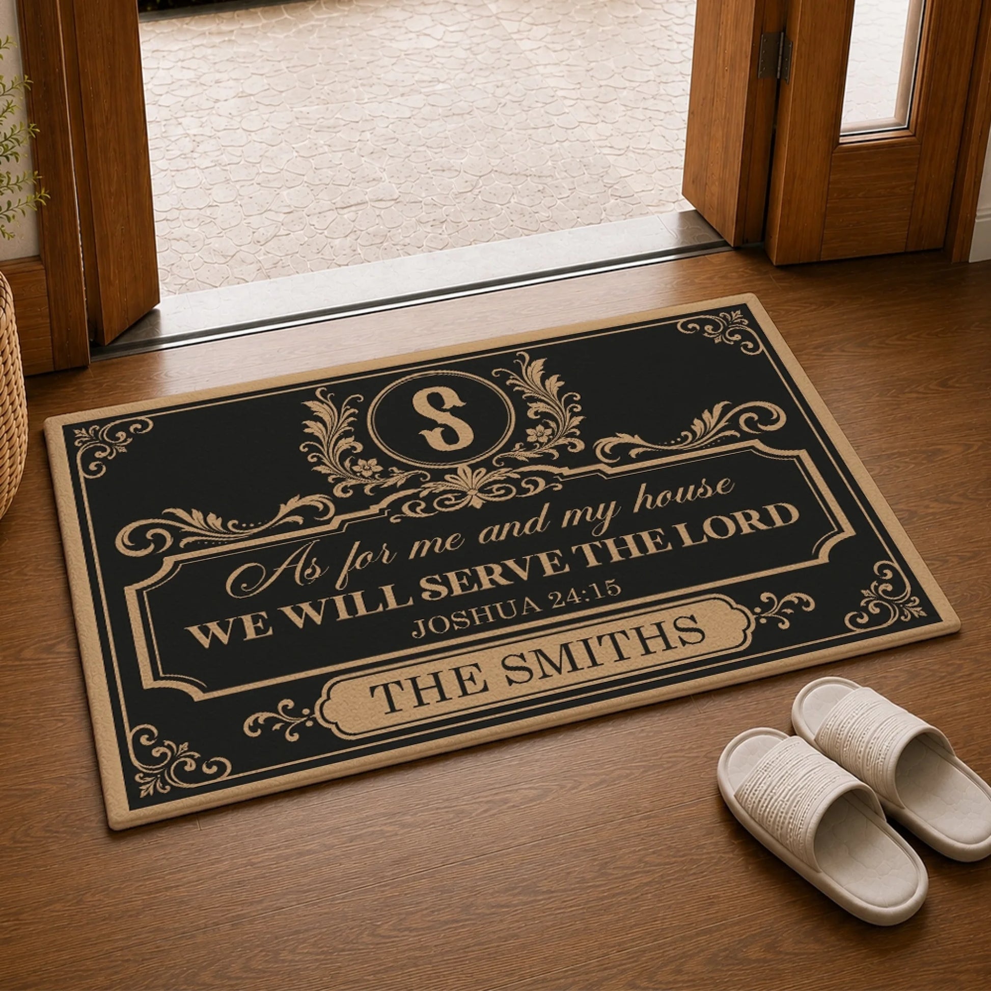 Personalized Christian Family Name Joshua 24:15 Doormat