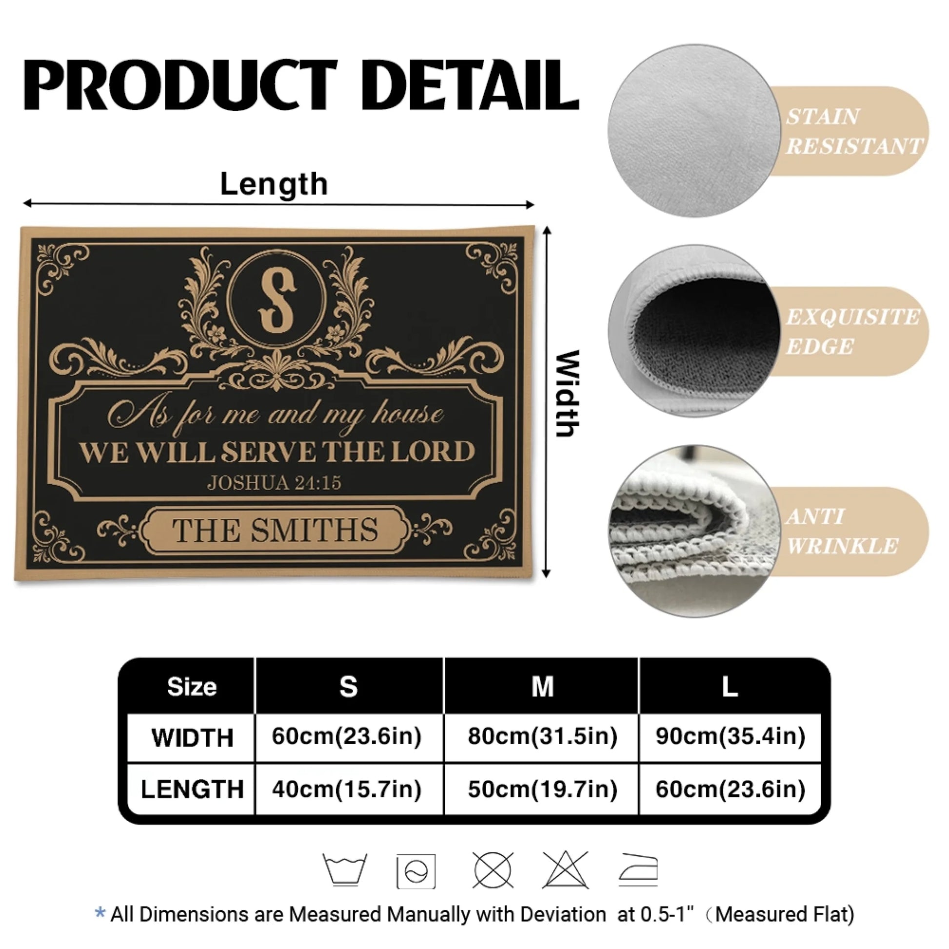 Personalized Christian Doormat Size and Product Details