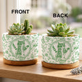 Custom Pet Portrait Memorial Ceramic Planter Front and Back