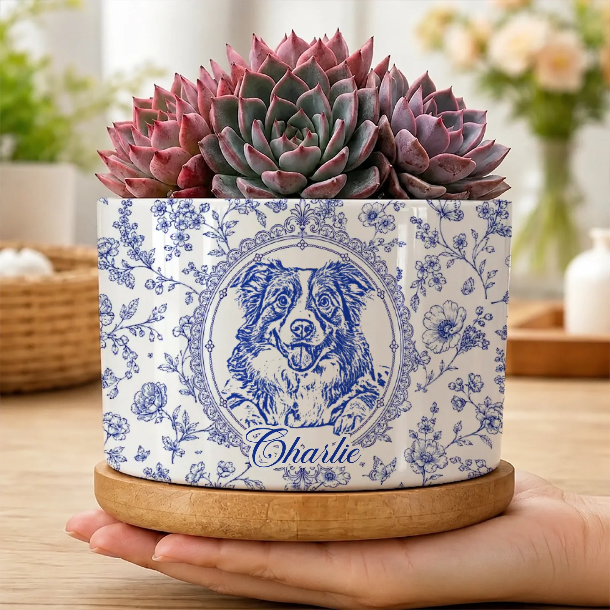 Personalized Pet Memorial Plant Pot with Sketch Portrait