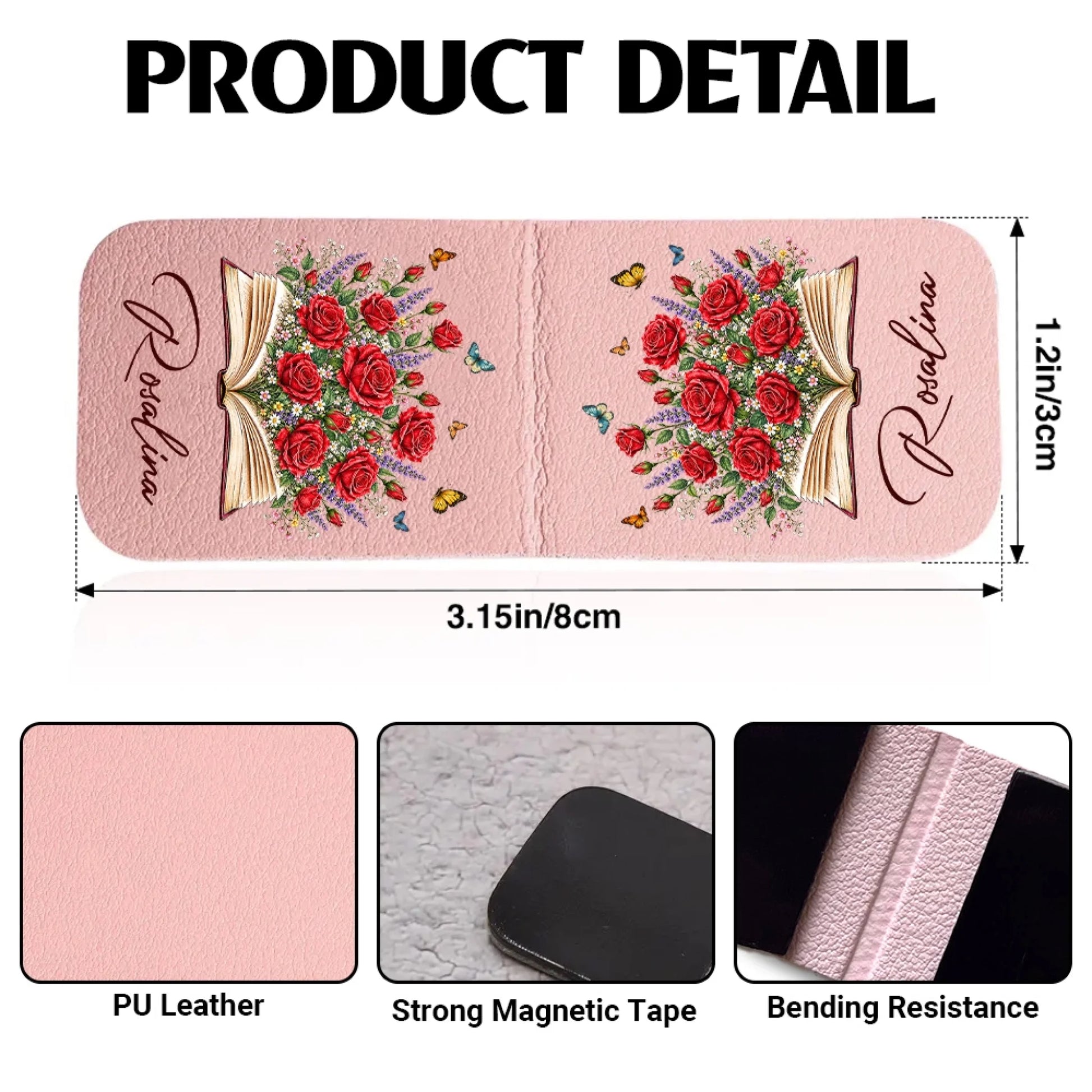 Personalized Magnetic Bookmark Size and Product Details