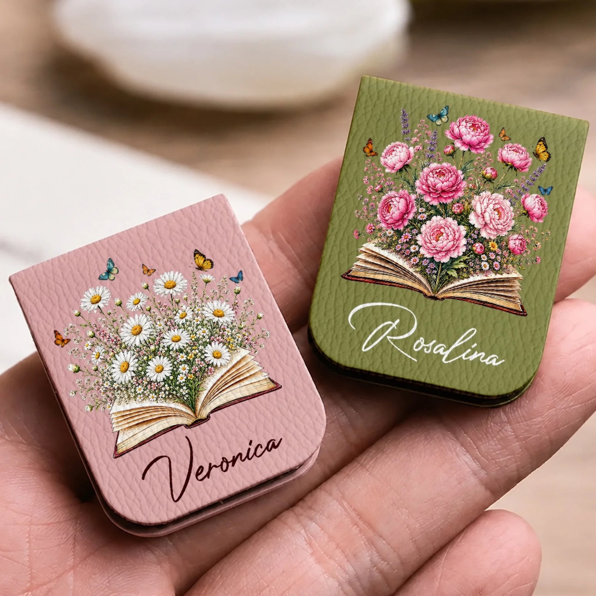 Personalized Floral Magnetic Bookmarks in Different Colors