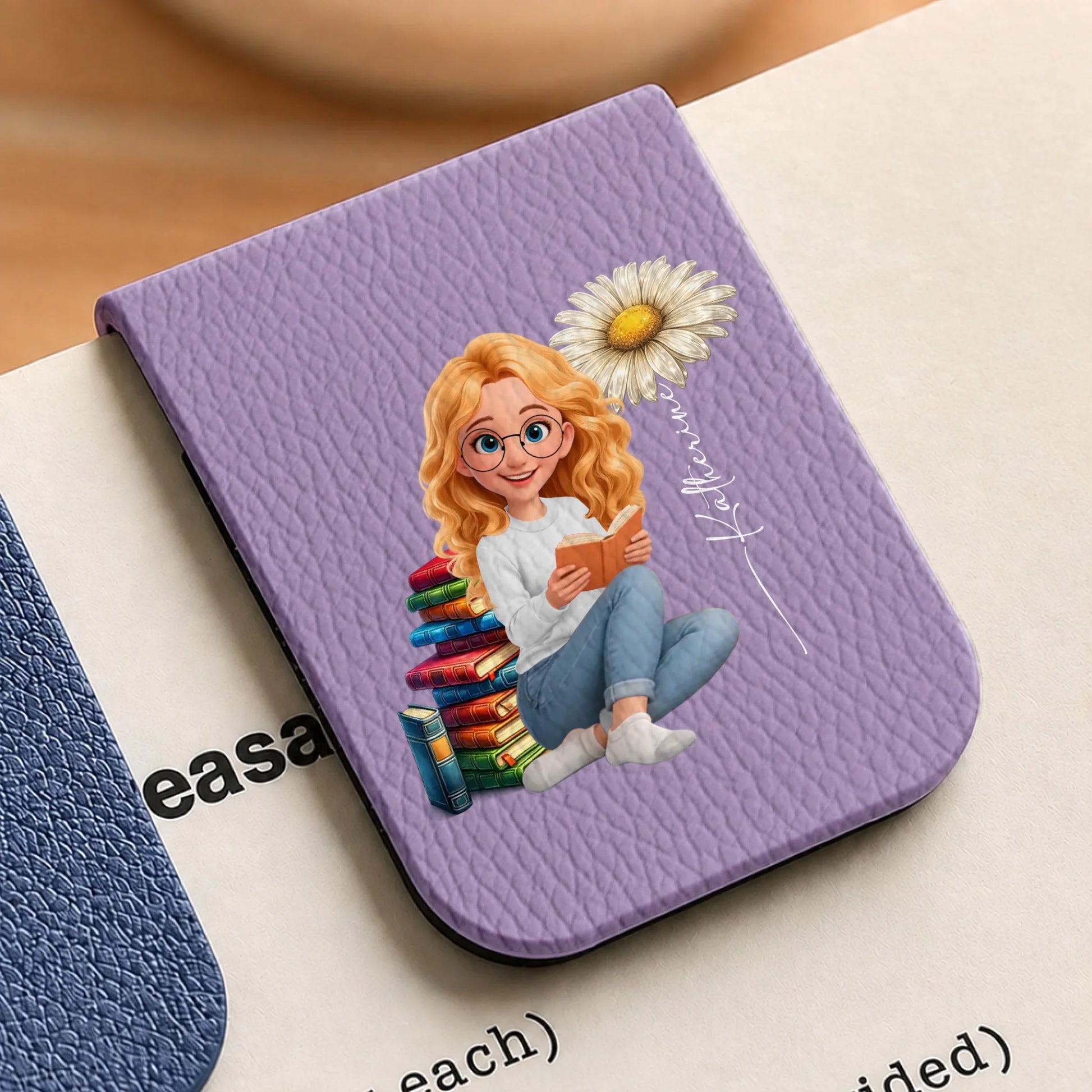 Personalized Purple Reading Girl Magnetic Bookmark