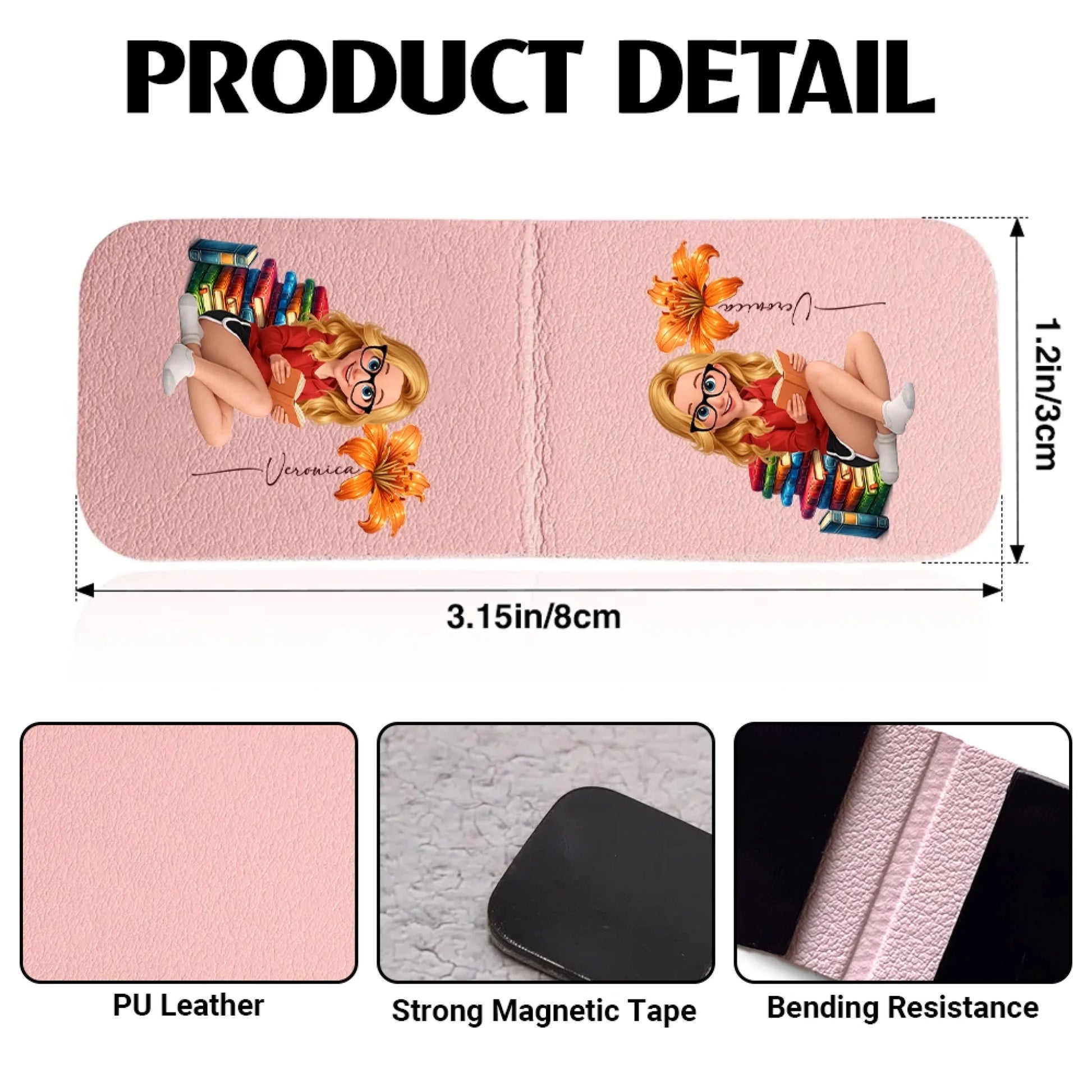 Personalized Magnetic Bookmark Size and Product Details