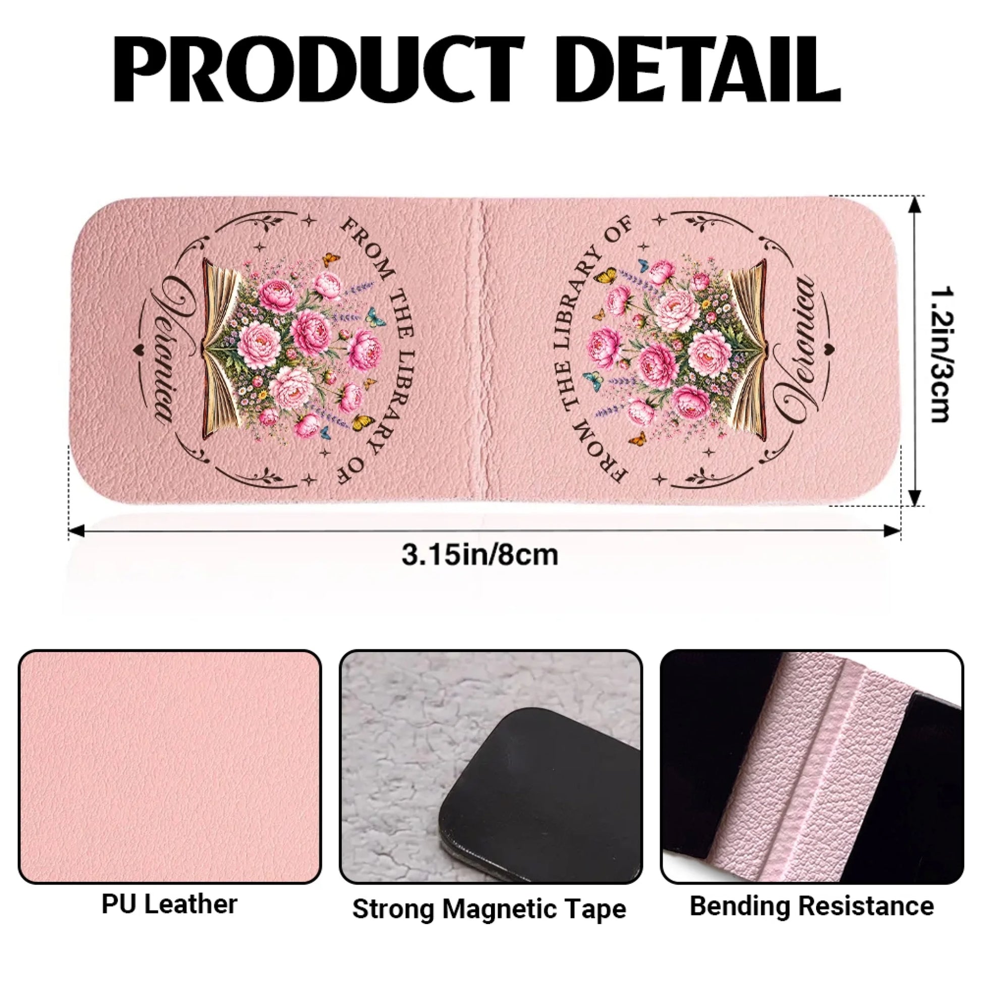 Personalized Magnetic Bookmark Size and Product Details