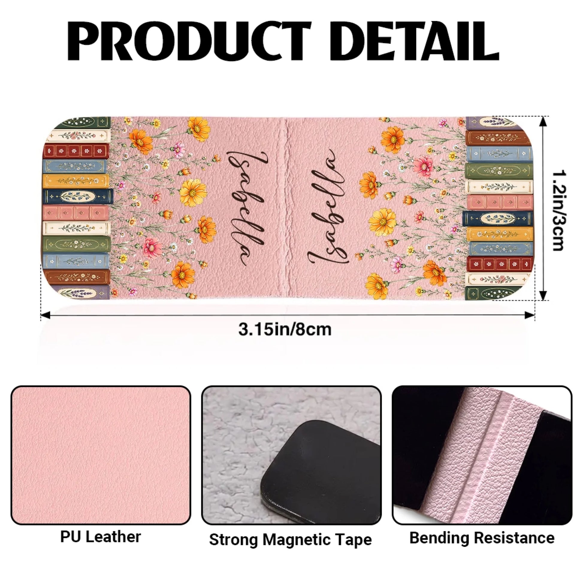 Personalized Magnetic Bookmark Size and Product Details